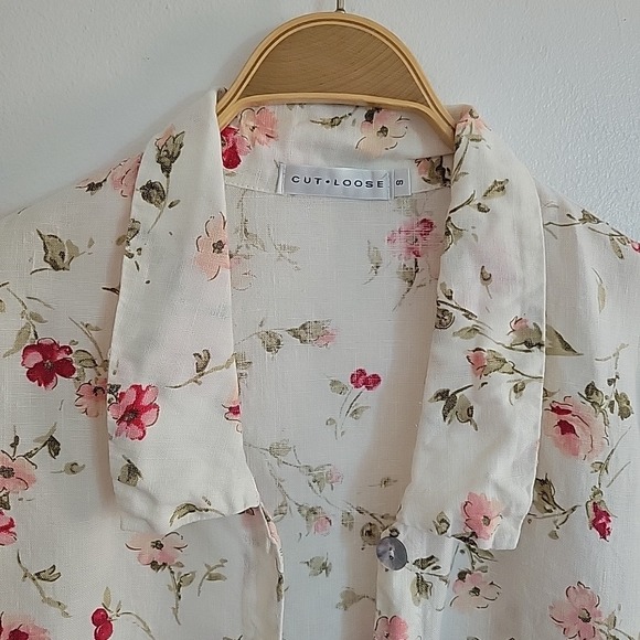 Cut Loose Dress Top Small Floral Linen Boho Coastal Cottagecore Feminine Summer - Picture 3 of 12